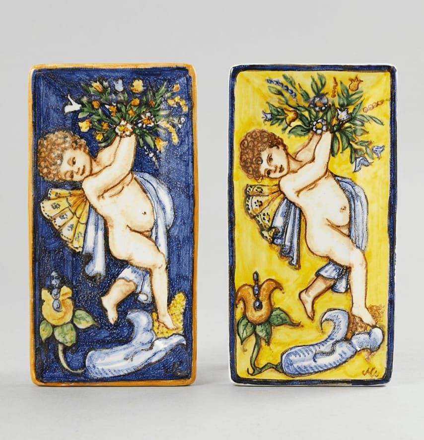 Hand-painted artisan ceramic tray with custom design
