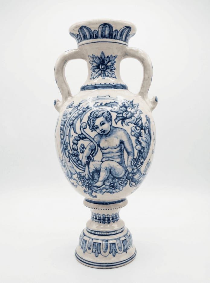 Artisan ceramic vase hand-painted with traditional glazes