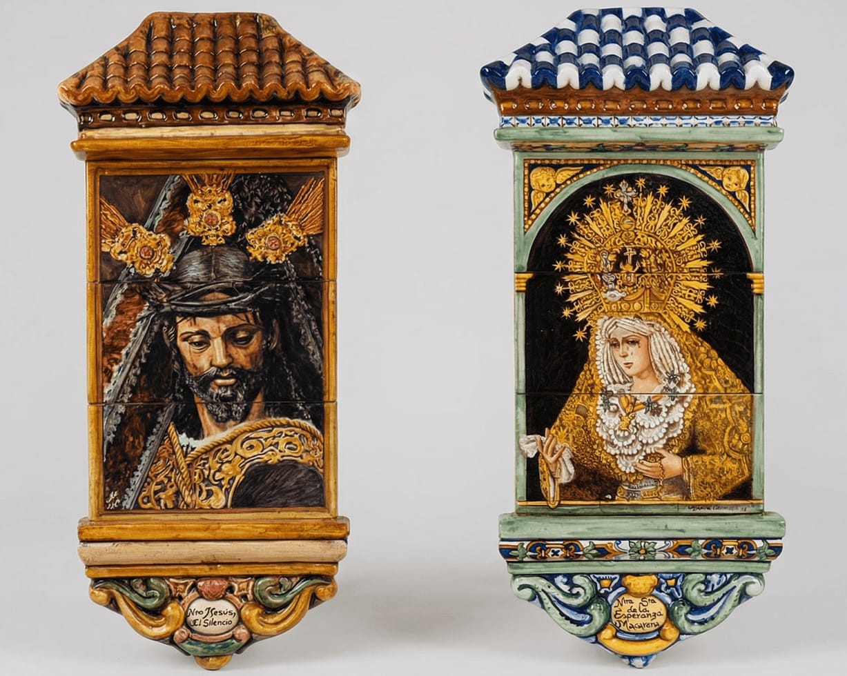 Set of commissioned artisan ceramic altarpieces