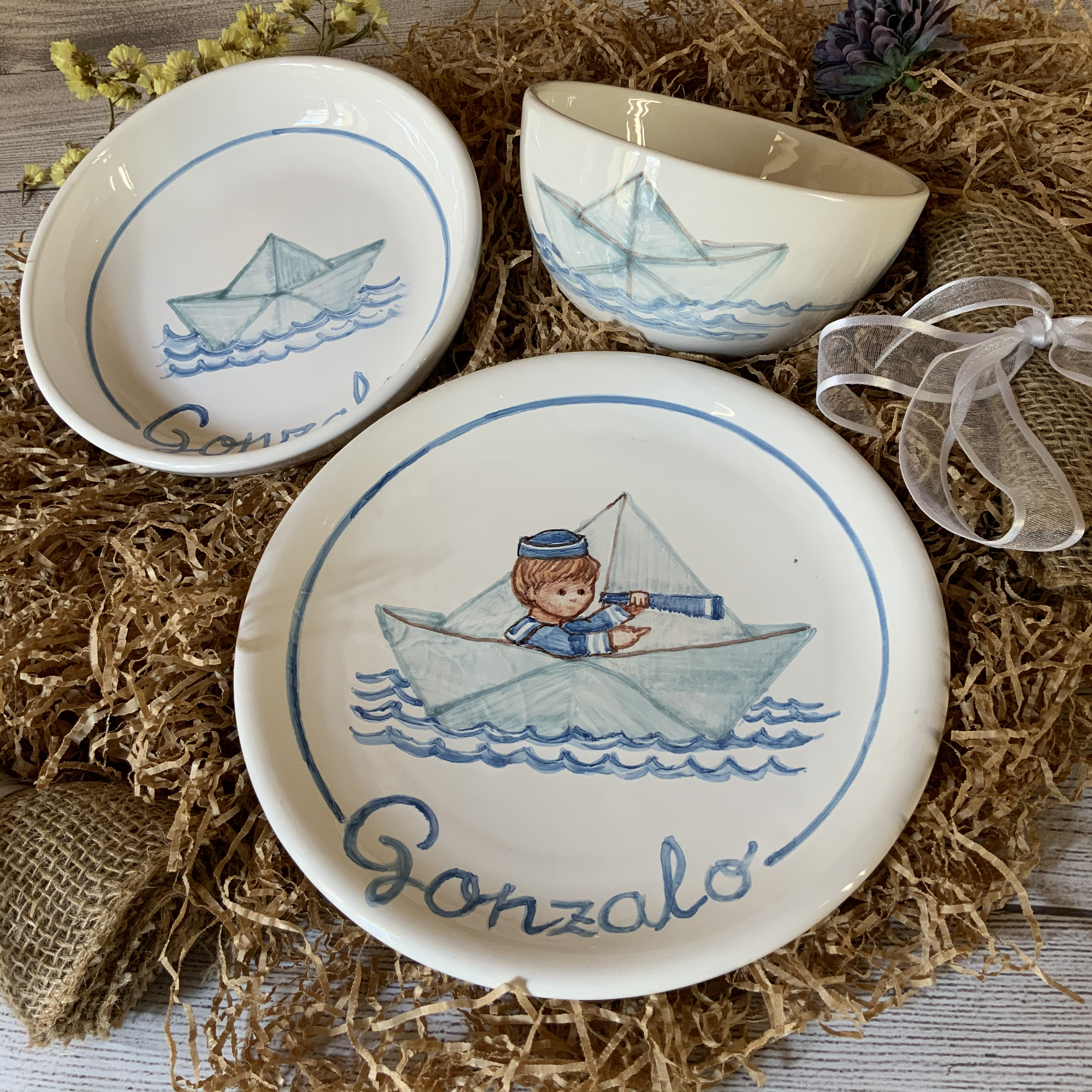 Vajilla infantil personalizada regalo bautizo o nacimiento