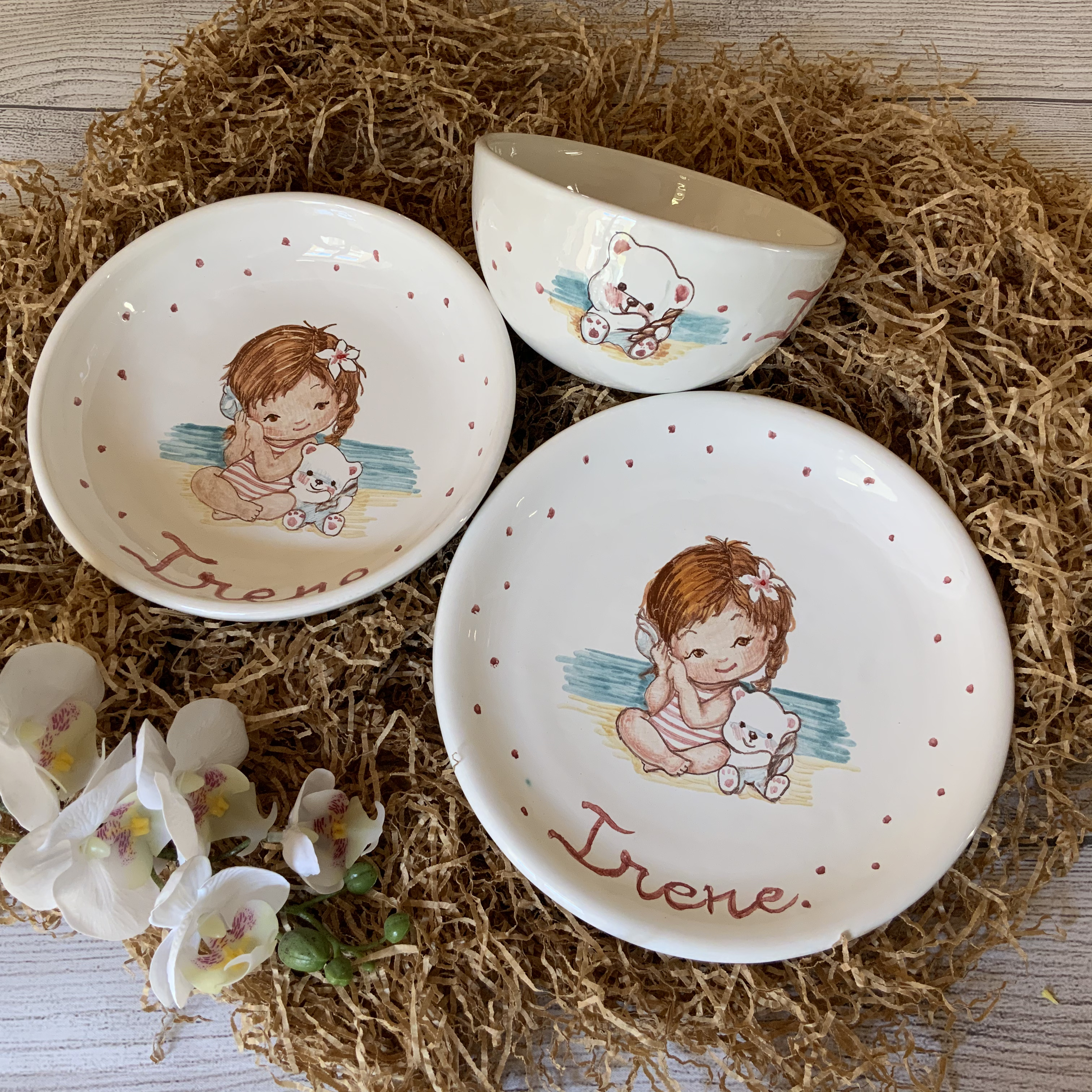 Vajilla infantil cerámica pintada a mano Triana