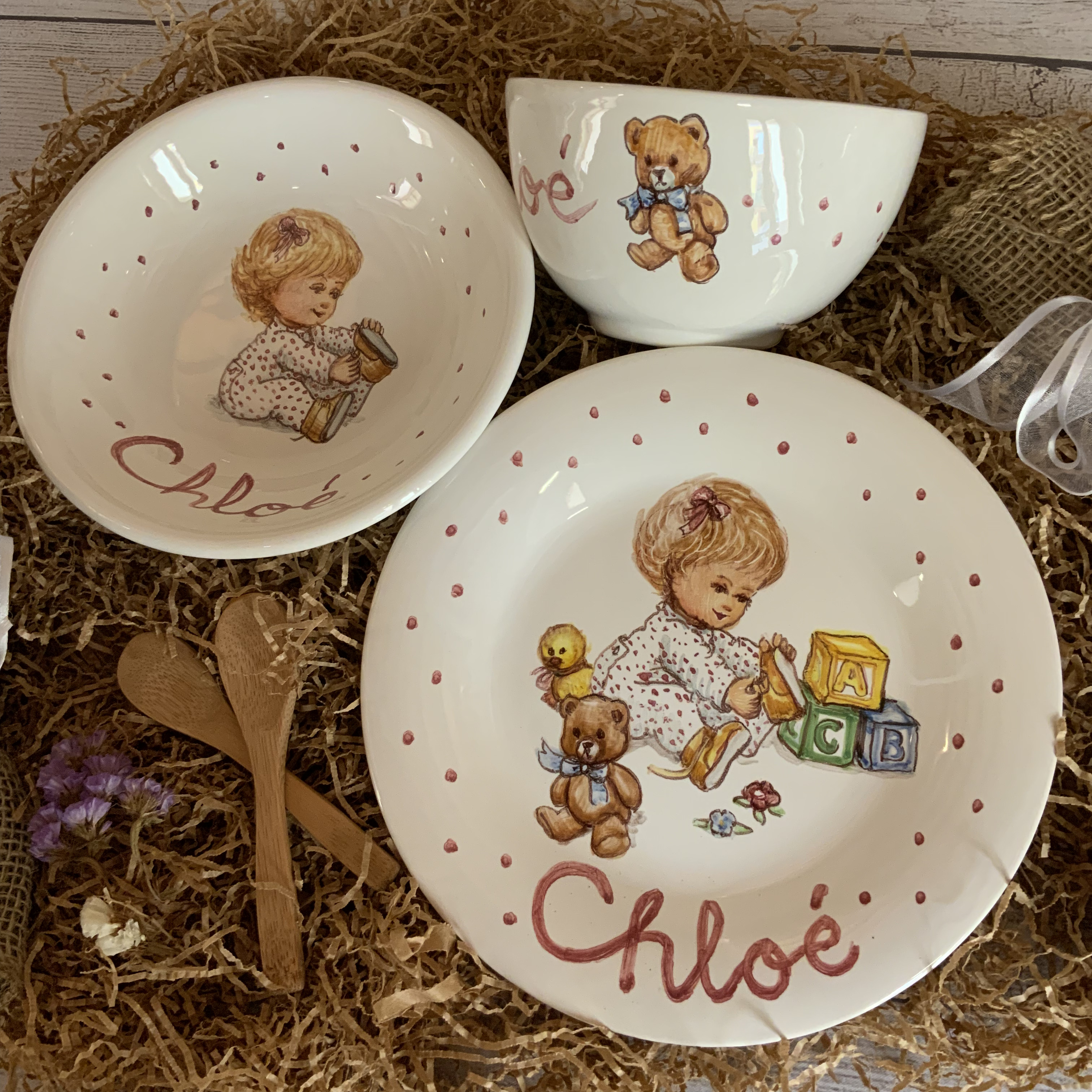 Vajilla bebé cerámica arte y pureza Triana