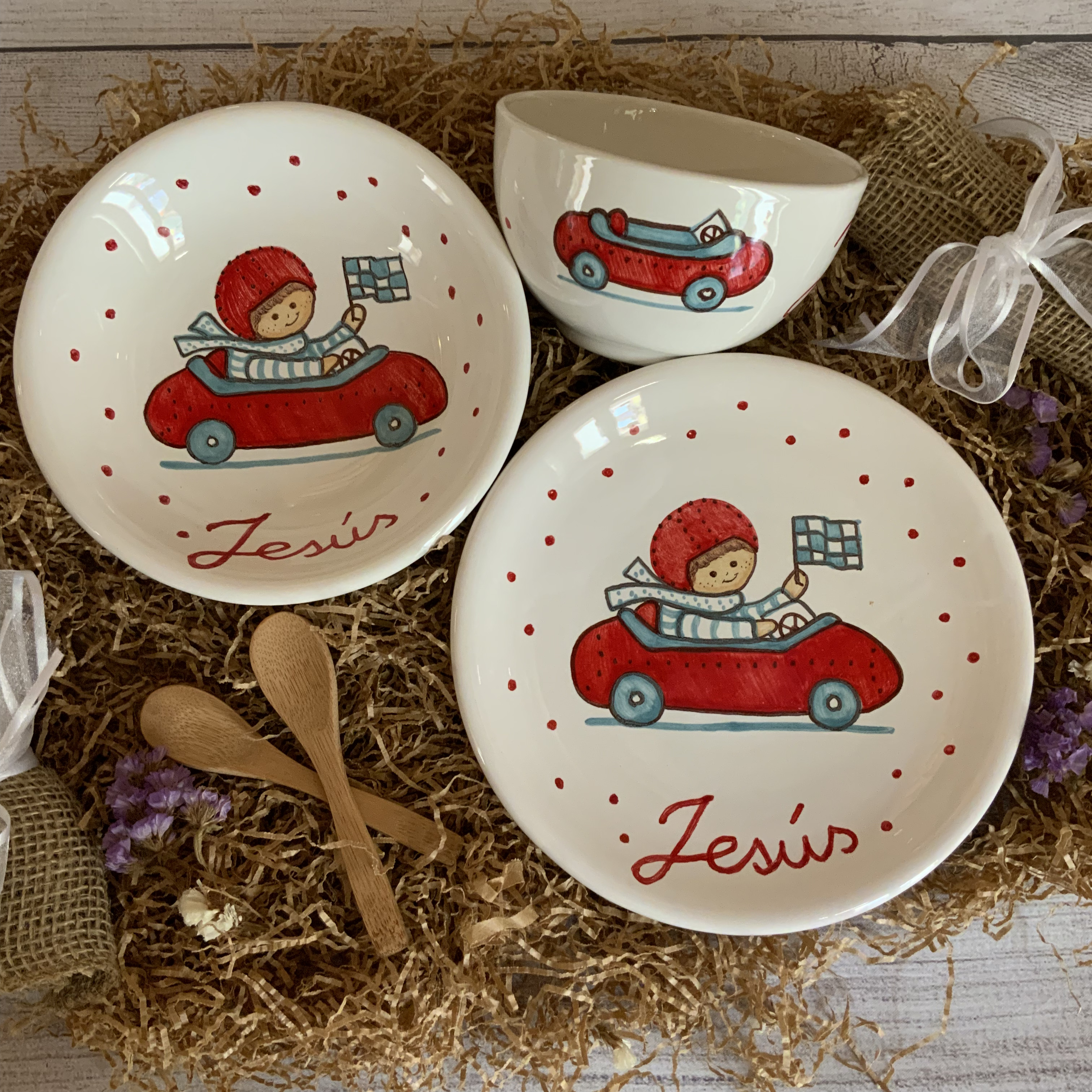 Conjunto vajilla infantil regalo bautizo