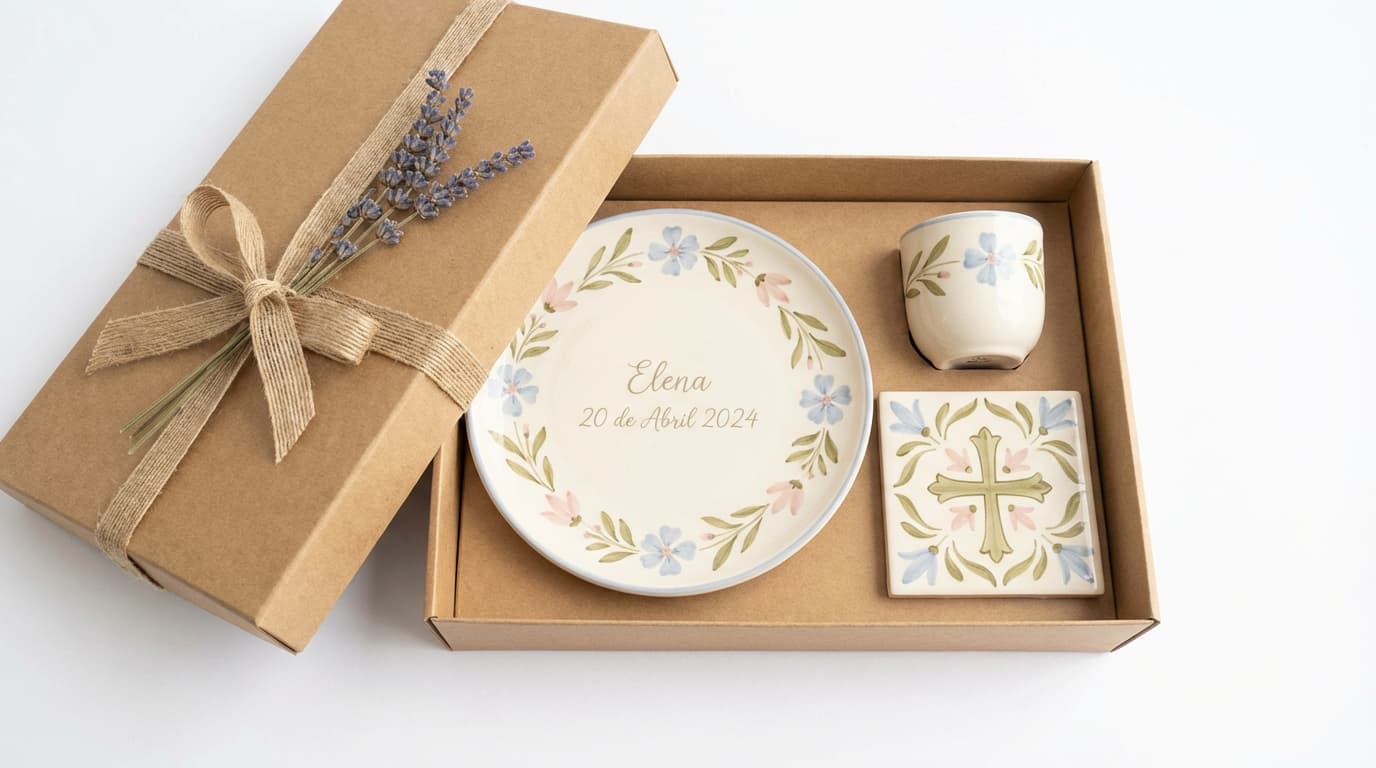 Regalo de bautizo personalizado en cerámica artesanal
